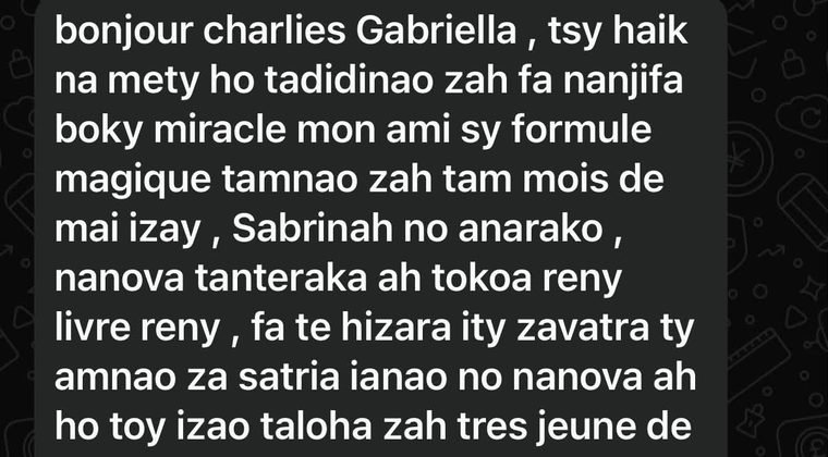 Capture WhatsApp de Sabrinah : le livre l'a totalement transformée